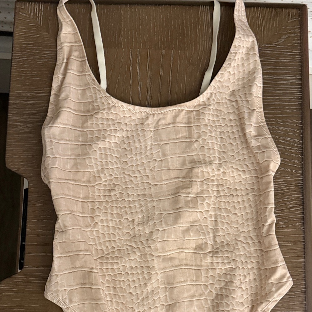 SKIMS Beige Textured Tank Top